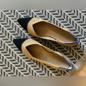 Rothy's Tan and Black Flats
